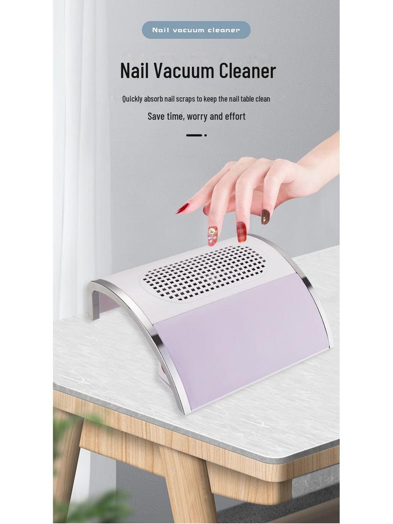 Мощный настольный пылесос для ногтей с двумя вентиляторами мощностью 80 Вт и пылесборник