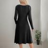 Autumn Black White Clash Dress Casual Halter Women's Split Dress