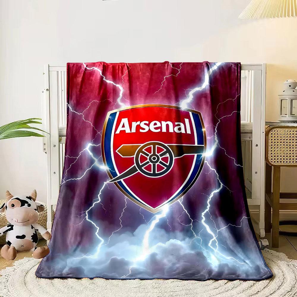 Red shield emblem with a cannon, surrounded by lightning and storm clouds. for all seasons blanket lunch break throw gift