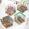 Кавайные 3D наклейки для ландшафтного дизайна Мультяшная миниатюрная сцена Визуальная сборка Трехмерные наклейки Рождественский подарок для Рена