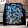 Wolf Animal Blanket Moon Print Flannel Blanket Bedding Sofa Blanket