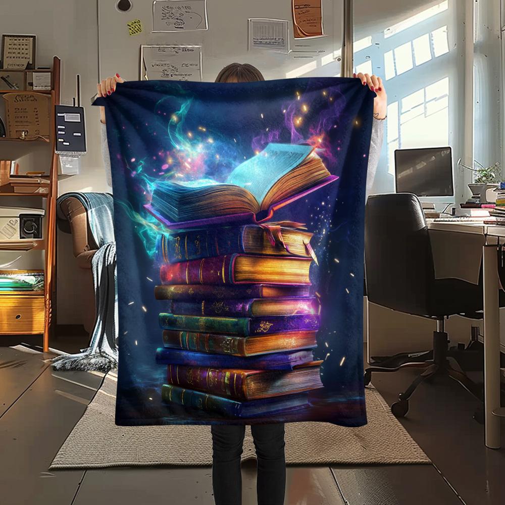 Фланелевое одеяло с принтом «Волшебные книги», Высококачественное, Удобное для всех сезонов, Декор для дома, Тепло и комфорт