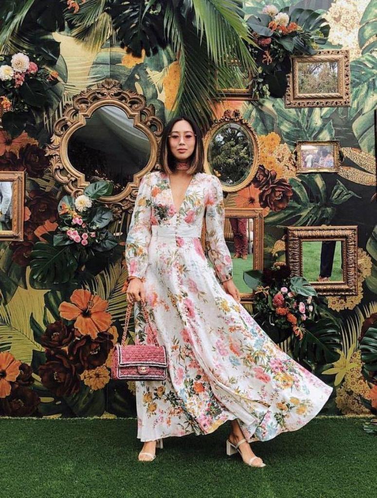 Romantic Floral Print Deep V-Neck Long Sleeve Maxi Dress for Spring/Summer 2021