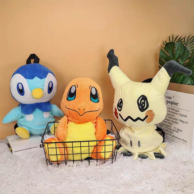 New Arrival Plush Backpack Anime Gengar Charizard Piplup Eevee Mimikyu Soft Stuffed Schoolbag Shoulder Bag Kawaii Toys