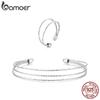 BAMOER, простой комплект ювелирных изделий из стерлингового серебра 925 пробы, многослойный браслет, двухслойное кольцо для женщин, оригинальные изящные ювелирные изделия, подарок