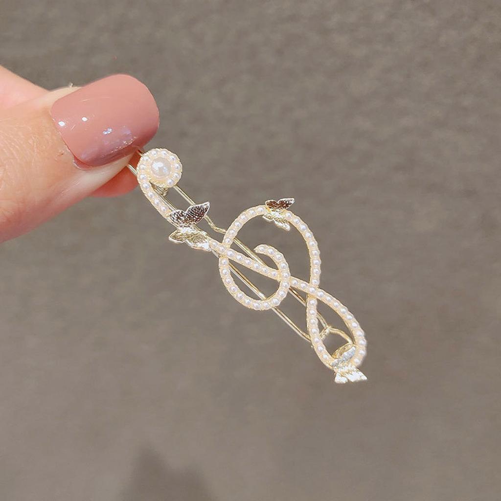 Shining Hairpin Music Note Shape Side Pin for Lady Elegant Bobby Pin Nonslip Hair Clip for Side Bangs Hair Ornament