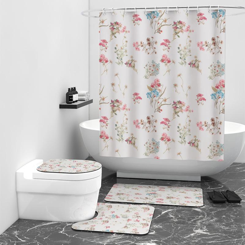 Свежий цветочный цифровой принт, занавеска для душа, водонепроницаемое покрытие для ванной комнаты