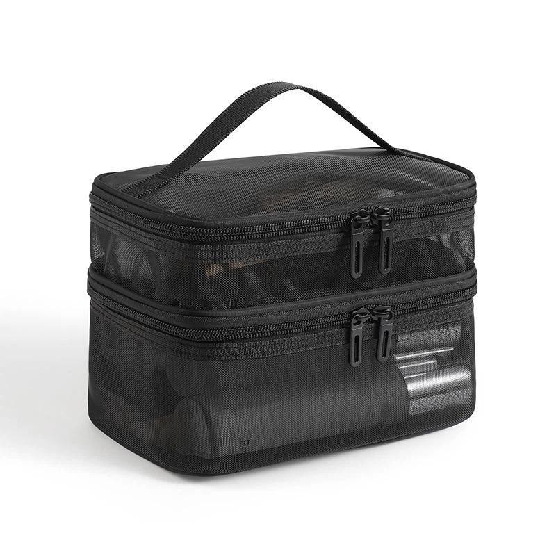 Portable Transparent Mesh Travel Toiletry Bag Large Capacity Visible Easy Access Storage Pouch for Weekend Getaway