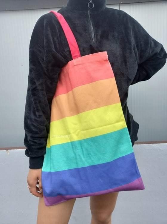 Cotton Rainbow Pride Lgbt Shopping Bag Large Xxl