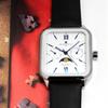 Moon Phase Square Square Multi Calendar Daily Waterproof Business Formal Leather Belt Limited Model Silver White [Salvatore Mara] Men's SM24112-SSWHLE