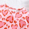 1-9 Months Baby Girl Pink Heart Shape Leopard Full Print Romper Casual Long Sleeve Jumpsuit