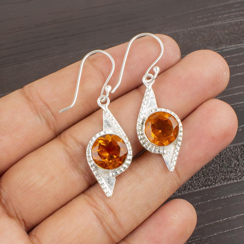 Citrine Gemstone Jewelry, 925 Solid Sterling Silver Earrings, Handmade Earrings Jewelry, Citrine Earrings For Women