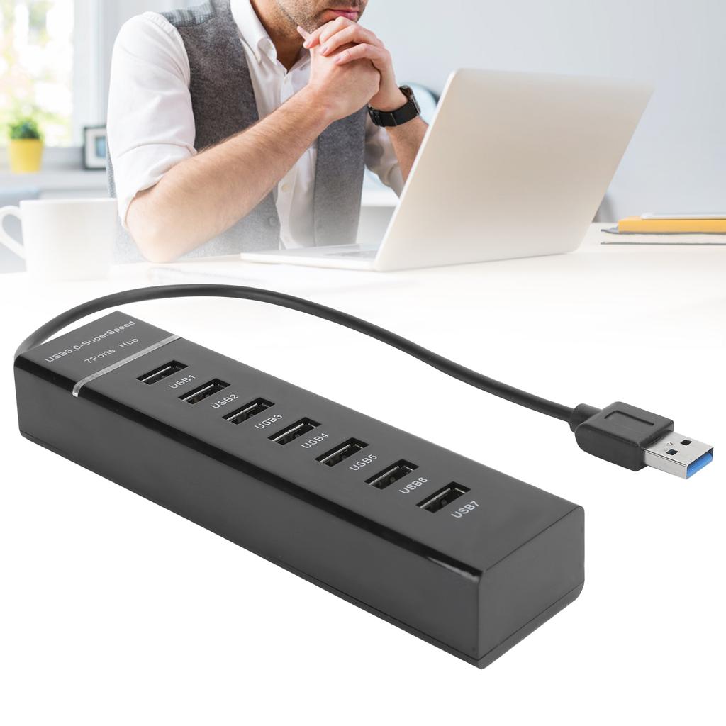 USB 3.0 Хаб 7-портовый Сплиттер с Синим Светодиодным Индикатором Высокоскоростной 5 Гбит/с BYLP107 DC 5V