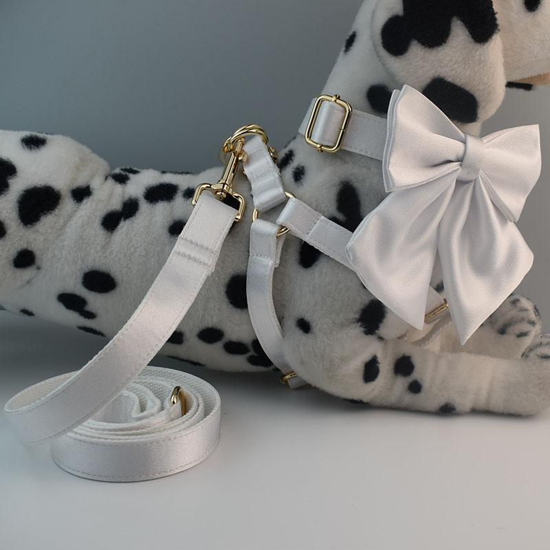 Белые шлейки персонализированные ошейники для щенков с бесплатным гравированным логотипом для собак, домашних животных, свадебные принадлежности Crystal01