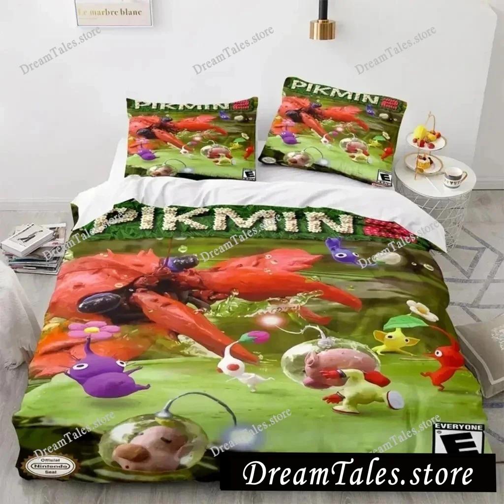 Мультяшный Игровой Набор Постельного Белья Pikmin для Мальчиков и Девочек Размер Twin Queen Пододеяльник Наволочка Постельное для Мальчиков Взрослых Мода Домашний Текстильextile741