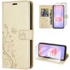 Coque + 2 Verres Trempés Pour Samsung Galaxy A37 5G, Protection Cuir PU Motif Papillon Doré