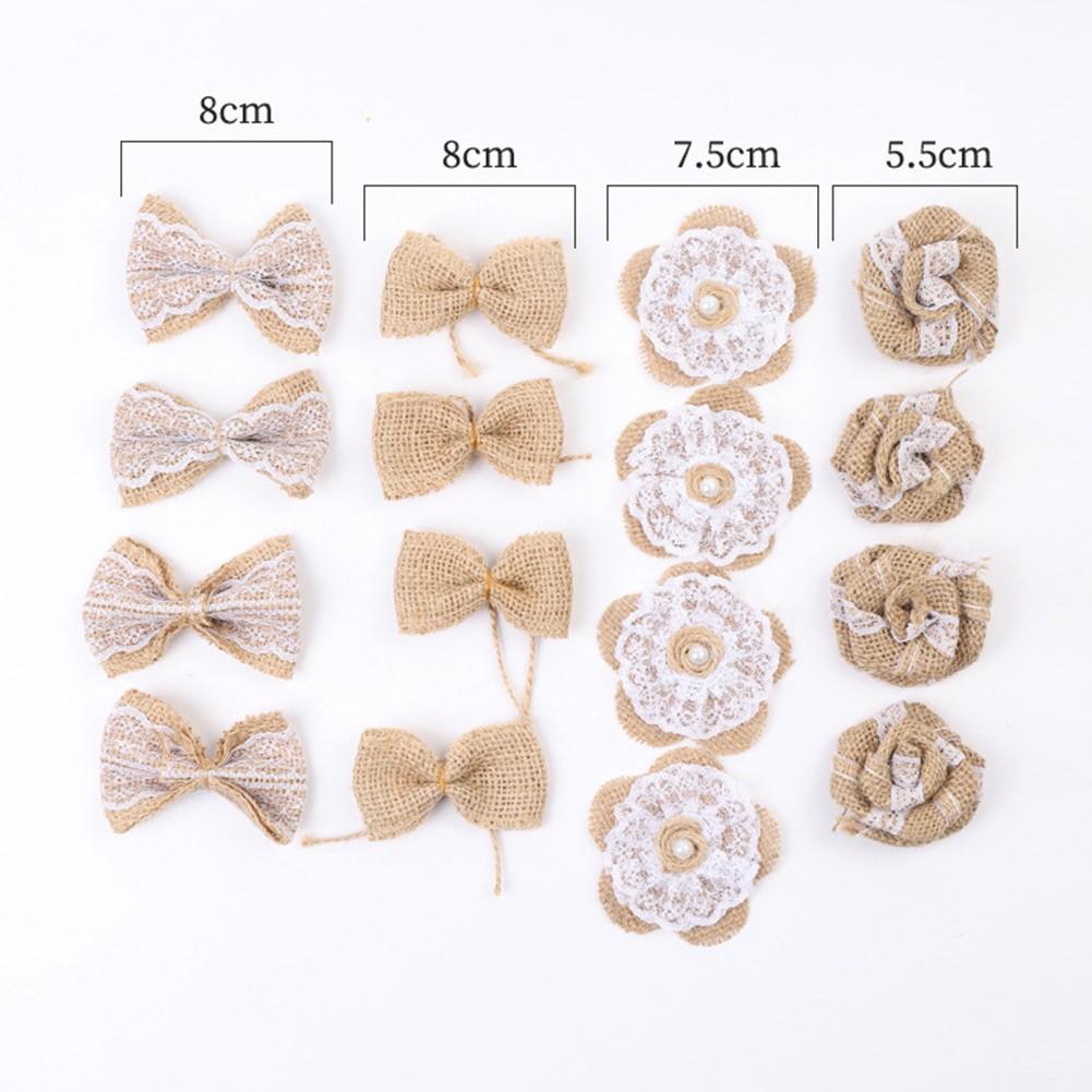 Floral Home Decor Flowers Set Beige Burlap Flowers