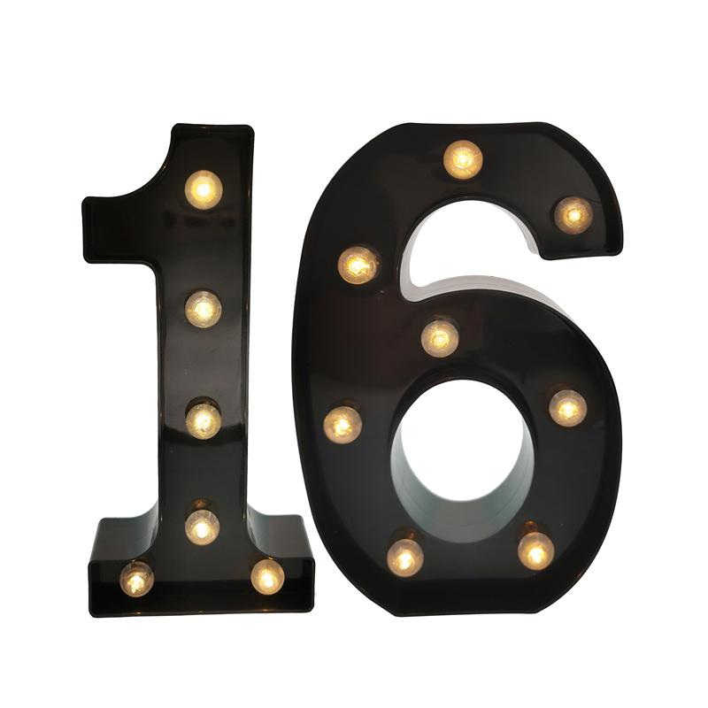 2Pcs 18 21st 30th 40th 50th 60th Black Number LED String Night Light Lamp Happy Adult Birthday Anniversary Party Decoration