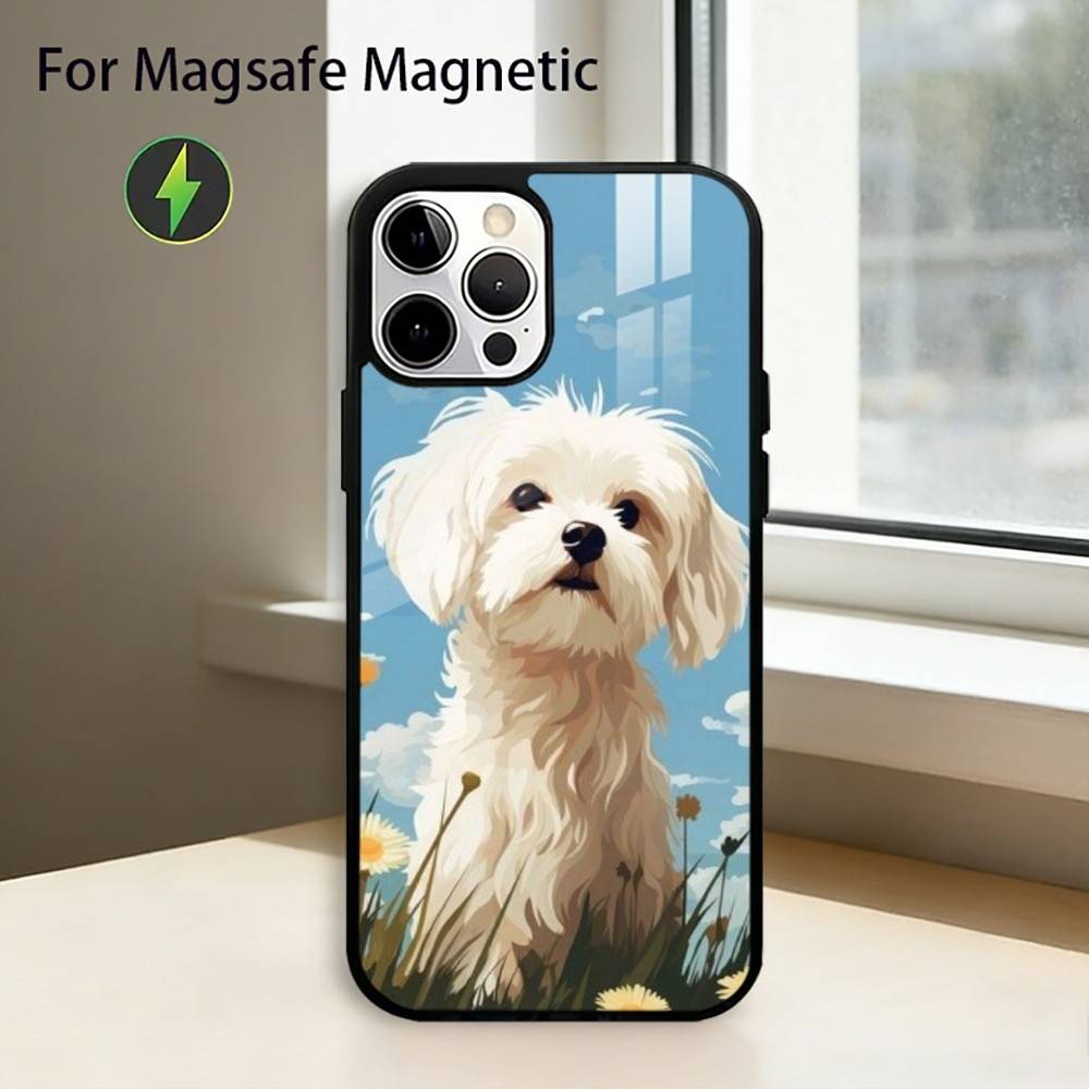 Cute Cartoon Bichon P-puppy Phone Case For iPhone17,16,15,14,13,12,11 Plus,Pro Magnetic with Magsafe Wireless Charging