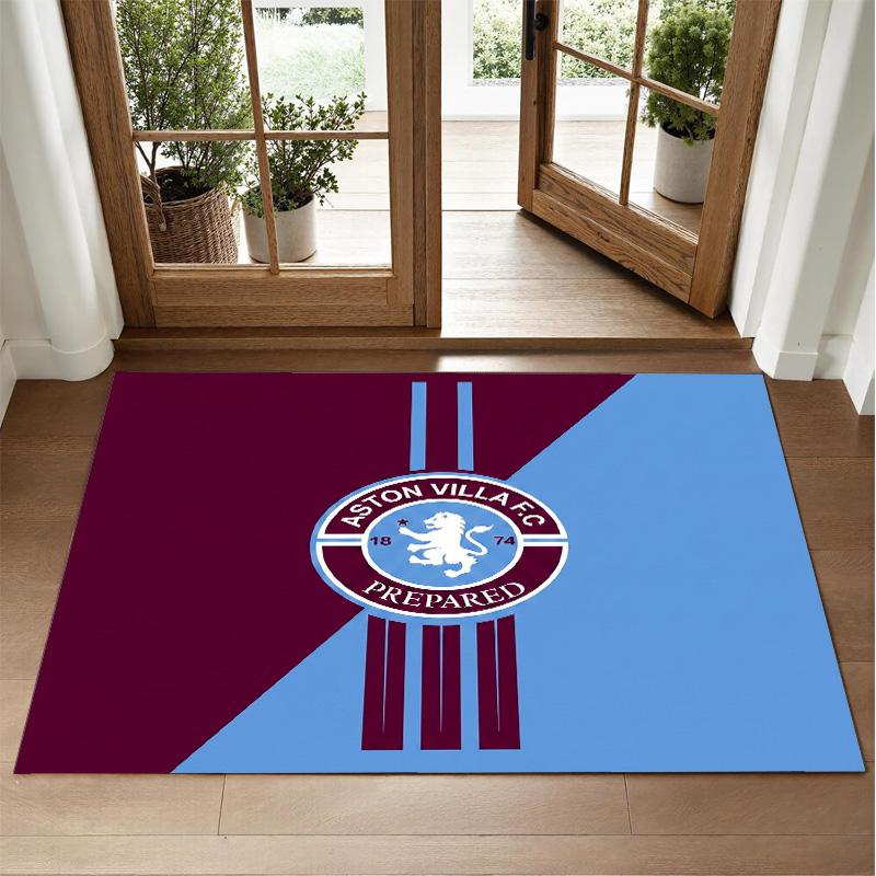 Aston Villa Football Design Crystal Velvet Rug Soft Decorative Mat for Bedroom Entrance
