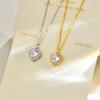Diamond-inlaid Zircon Heart Necklace Light Luxury Niche Design Sweet Heart-shaped Collarbone Chain for Women