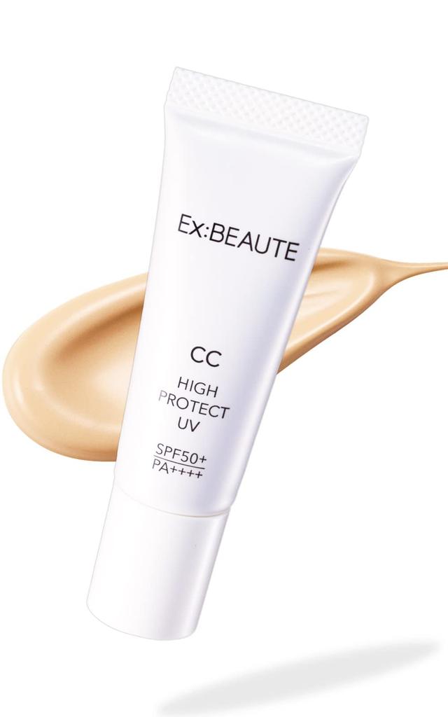 Exbeaute SPF50+ База под макияж CC-крем, Сделано в Японии, CC High Protect UV BB Крем-основа, Без УФ-абсорберов, Косметические ингредиенты (Яркий, 14 г)
