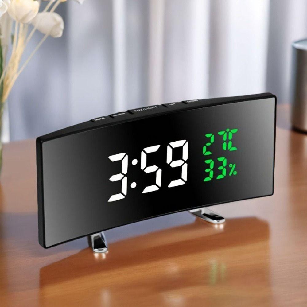 Curved Screen Digital Alarm Clock Large Table Clock Multi-function Desk Clock  Table Use