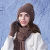 Winter Warm Hat Scarf Gloves Three-piece Set Women's Outdoor Velvet Thick Earmuffs Knitted Wool Cap