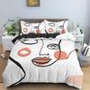 Abstract Duvet Cover King/Queen Size Modern Gothic Simple Strokes Face Bedding Set Abstraction Art 2/3PCS Polyester Quilt Cover