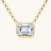 Silvere Glam Niche Design Sense Square Moissanite Necklace, Trendy Collarbone Chain, S925 Sterling Silver Pendant