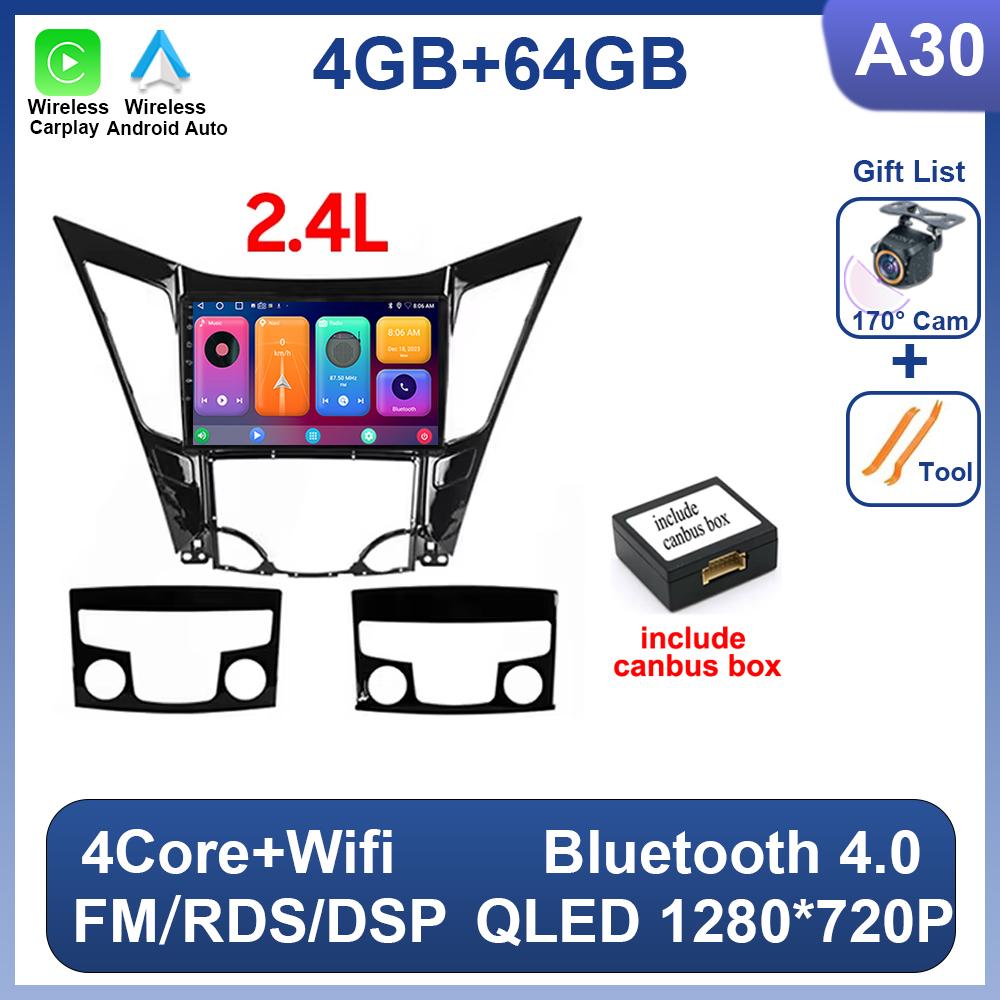 Для Hyundai Sonata 6 YF 2009 - 2015 Android 14 автомобильный радиоприемник мультимедиа видеоплеер GPS навигация AI Voice 4G CarPlay головное устройство