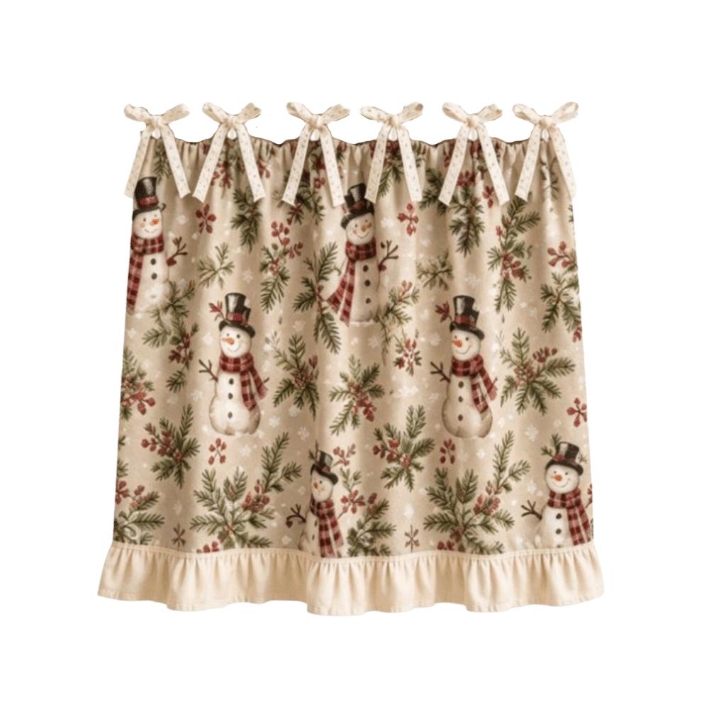 Snowman Deer Santa Oven Cover Curtain Ruffle Edge Kitchen Stove Short Curtain Dishwasher