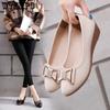 Women Spring Summer Solid Color Large Size Faux Leather Single Shoes Office Ladies Shallow Mouth Soft PU Non Slip Work Shoes