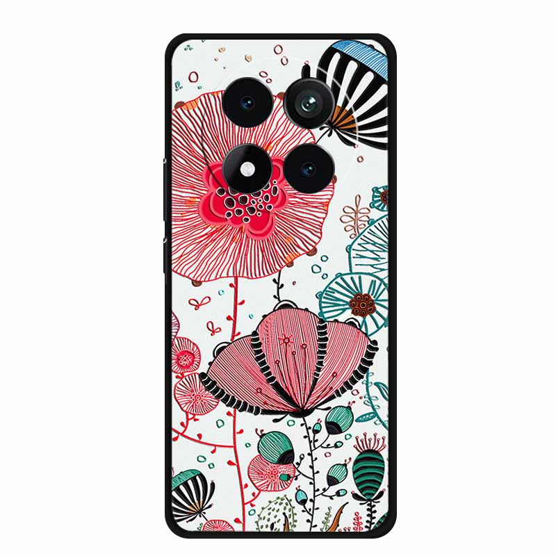 3D Emboss Case For Xiaomi Redmi Note 15 Phone Case Flowers Black Silicone Soft Back Cover Coque For Redmi Note 15 Pro Plus Case