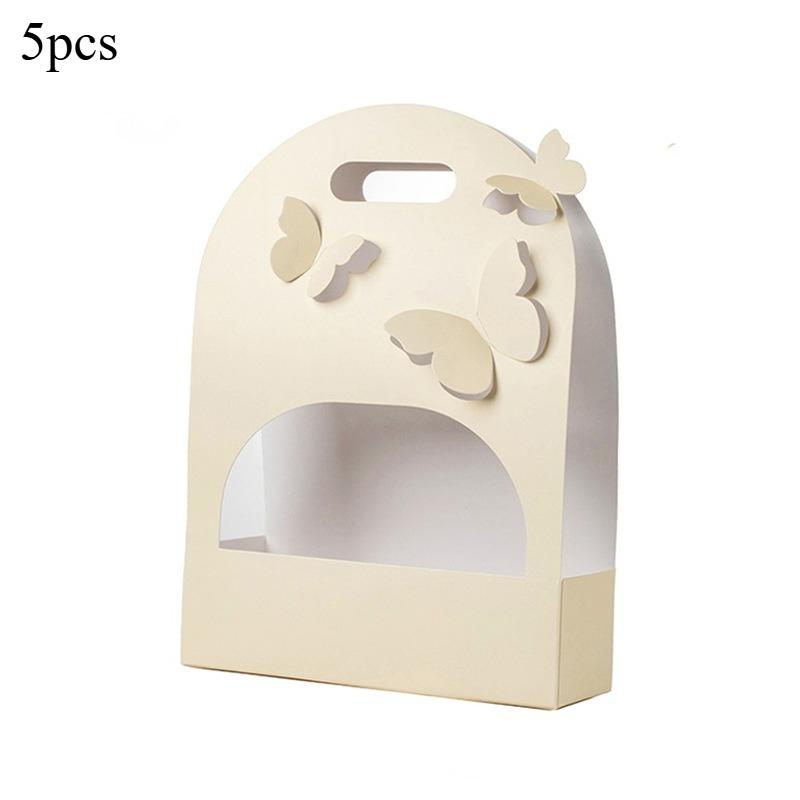 5pcs Paper Butterfly Handheld Flower Box Wedding Birthday Flower Basket Festival Party Arrangement Bag Flower Packaging Gift Box