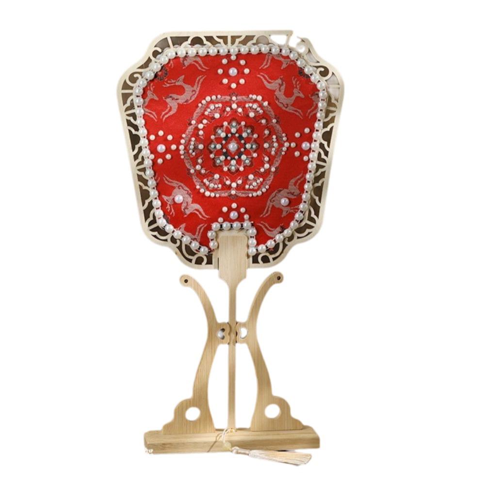 Chinese Style Handheld Fan Vintage Handmade Ancient Style Fan DIY Material Pack with Tassel Embroidery Fan Dance Performance