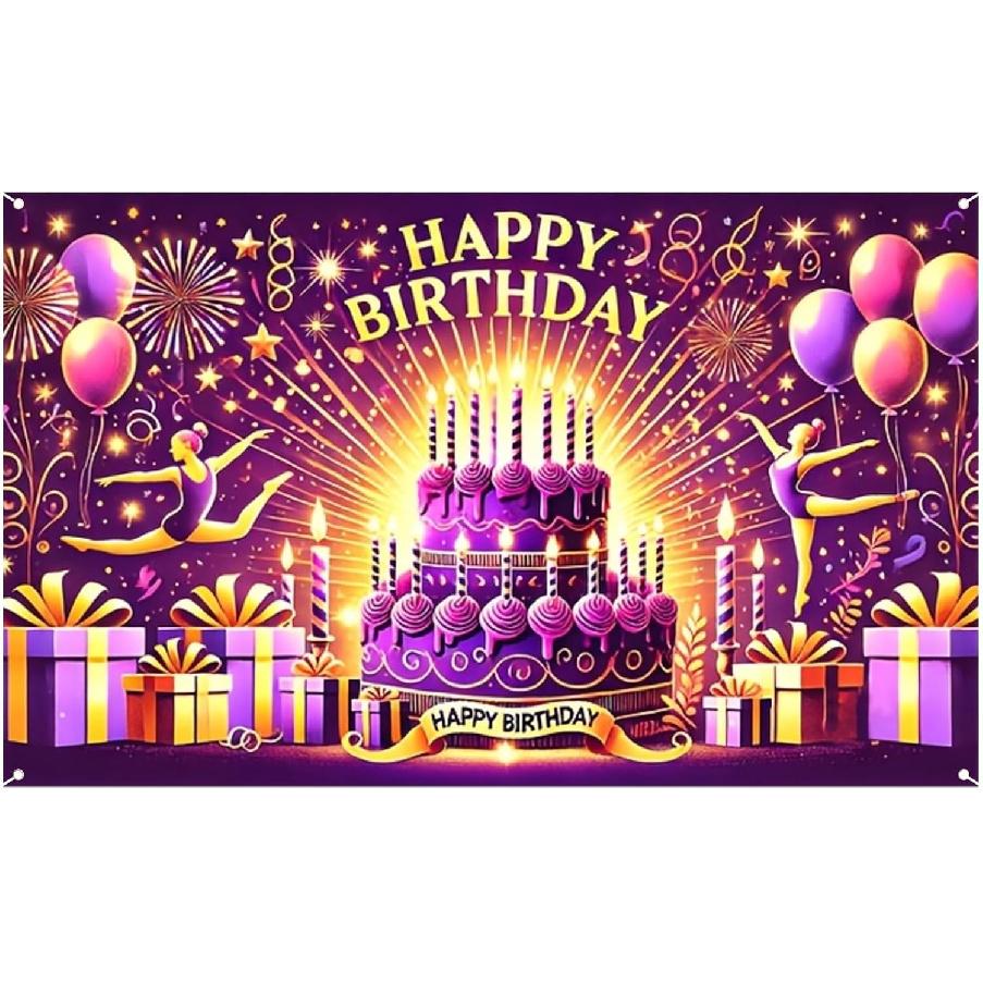 Nuxovilar Happy Birthday Banner Blue Gold Balloons String Lights Polyester Backdrop 43x70.86 Inches - Large Party Birthday Decorations for Photo
