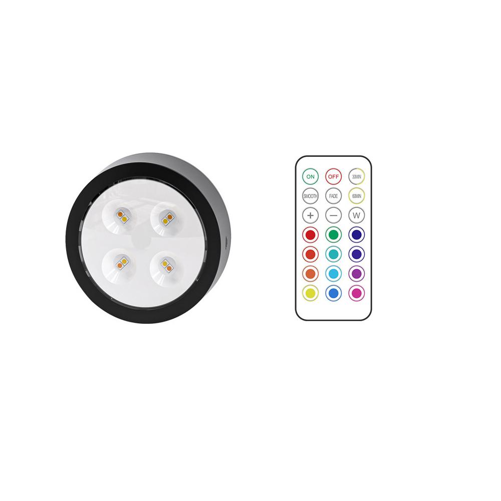 13 RGB Colors Black Shell Led Puck Light Wireless Battery Powered Indoor Decoration Cabinet Lamp for Party,Holiday,Wedding