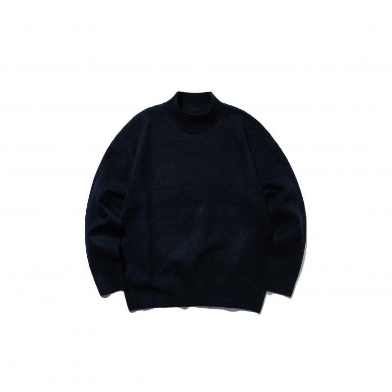 QIYOU 2025 Unisex Japanese-Style Solid Color Retro High Neck Knit Sweater
