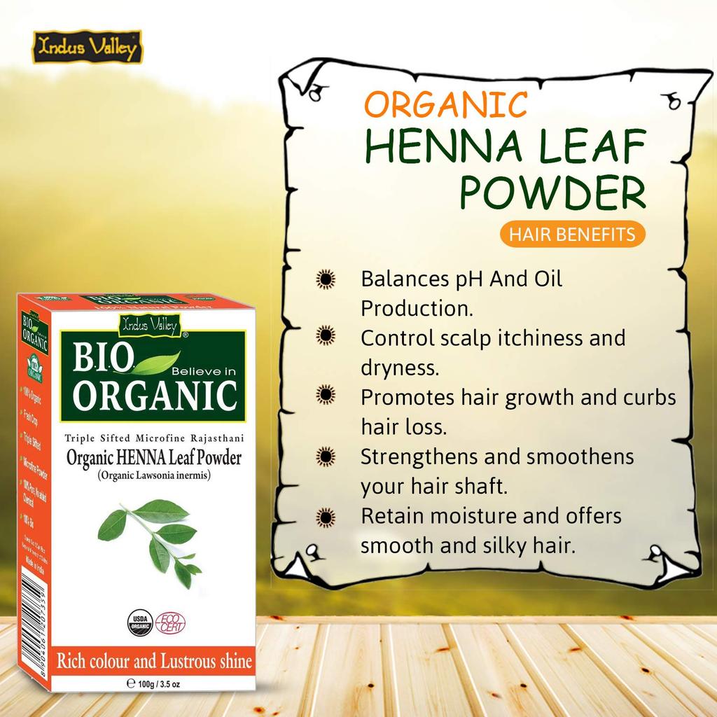 Хна для волос: красная (100 г), Organic Red Henna Leaf Powder,  Indus Valley