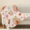 Lightweight Flannel Blanket – Cute Gingerbread Man Theme, Soft Warm Cozy, Versatile for Home Winter & Christmas Use
