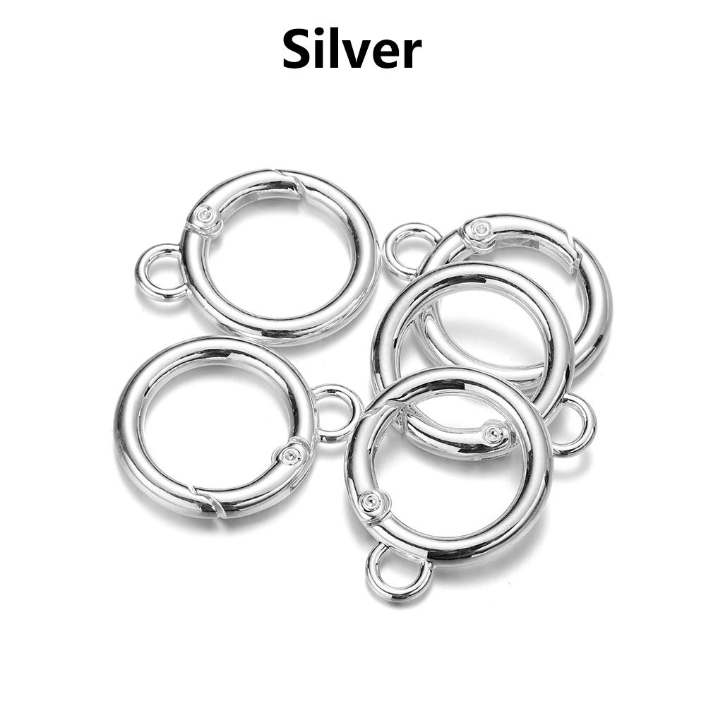 5Pcs Alloy O Ring Spring Clasps With Hole Openable Round Carabiner Keychain Bag Clips Hook Connector For DIY Jewelry Key Rings