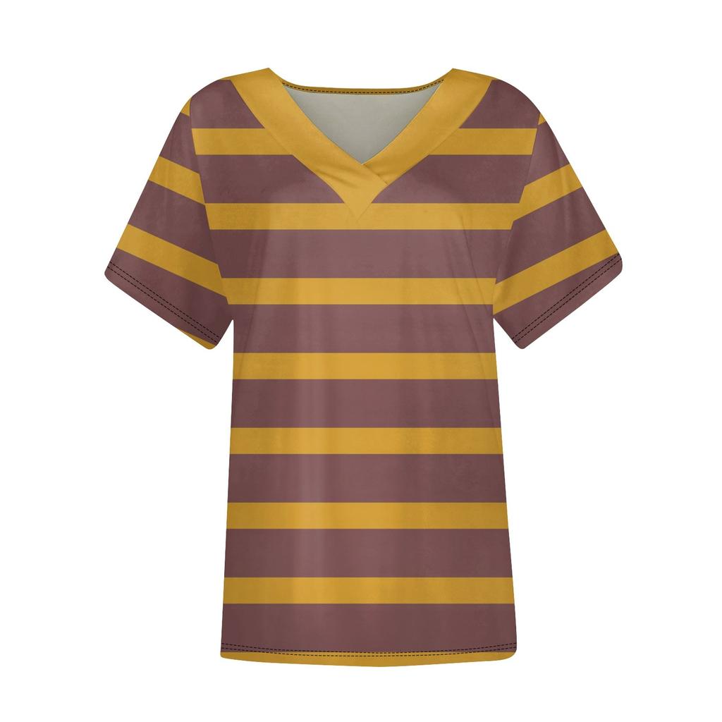 Женские рубашки с коротким рукавом, топы с принтом и V-образным вырезом, повседневные топы, базовые футболки, блузки, свободные топы