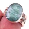 Emerald(Simulated) Handmade 925 Sterling Silver Jewelry Two Tone Ring S.7 L6O42