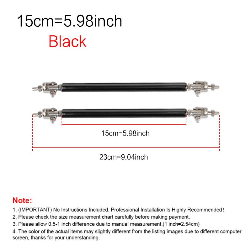 2psc Universal Racing Adjustable Front Rear Bumper Lip Splitter Support Bar / Pull Rod Kit Racing 75mm/100mm/150mm/200mm