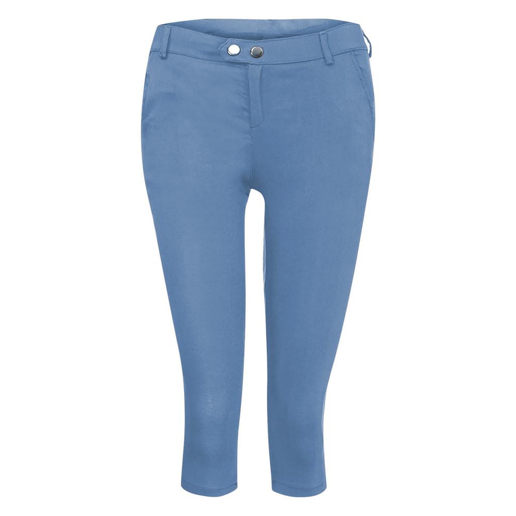 Женские облегающие повседневные однотонные капри с карманами на пуговицах для женщин