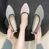 Fashion Women's Pointed Toe Flat Shoes Solid Color Knitted Slip On Shoes Casual Breathable Ballet Flats Women Loafers Zapatos De Mujer