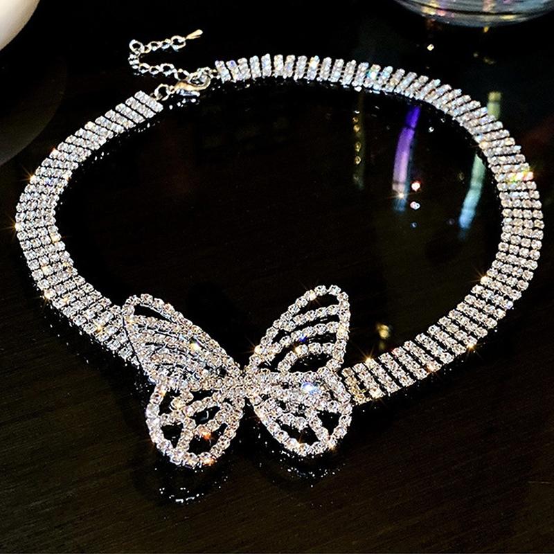Butterfly Necklace Clavicle Chain Women Bling French Style Jewelry