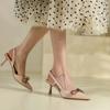 Женские сандалии Trend Rhinestone Bow High Heels Sandals Back Remezzo Head Light Mouth Satin Single Shoes Purple Women Shoes