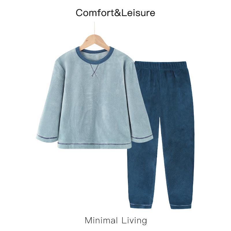 Унисекс Детский фланелевый пижамный комплект на флисовой подкладке для осени и зимы